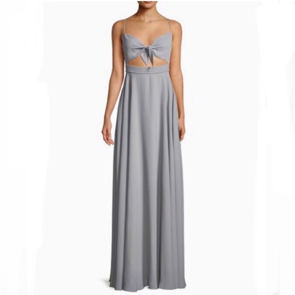 Fame & Partners The Miles Womens Cutout Maxi Dress Size 10 Sleeveless Gray Flowy - Picture 1 of 15